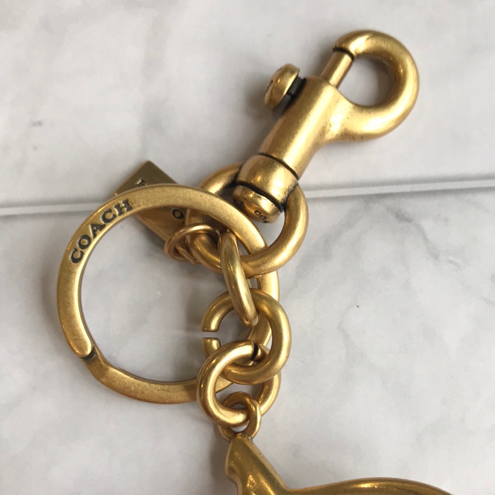 Coach Gold-Tone Hardware with Red Glitter Cherry Key Charm - Picture 3 of 3